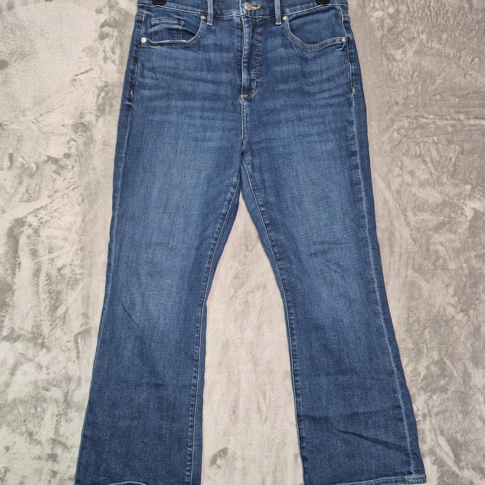 LOFT The Kick Crop Jeans Womens 31 12 Dark Wash High Rise Stretch Denim 1774